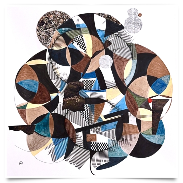 The contrabassist, 2025 | 70 x 70 cm | Mixed media on paper | Price on request