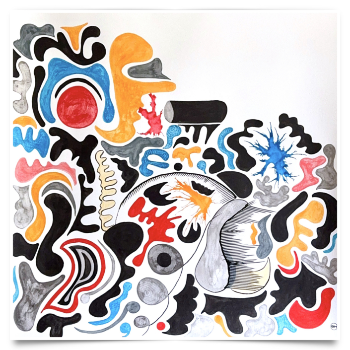 Höhere Wesen befahlen: rechte obere Ecke leer lassen, 2025 | 70 x 70 cm | Ink on paper | Price on request